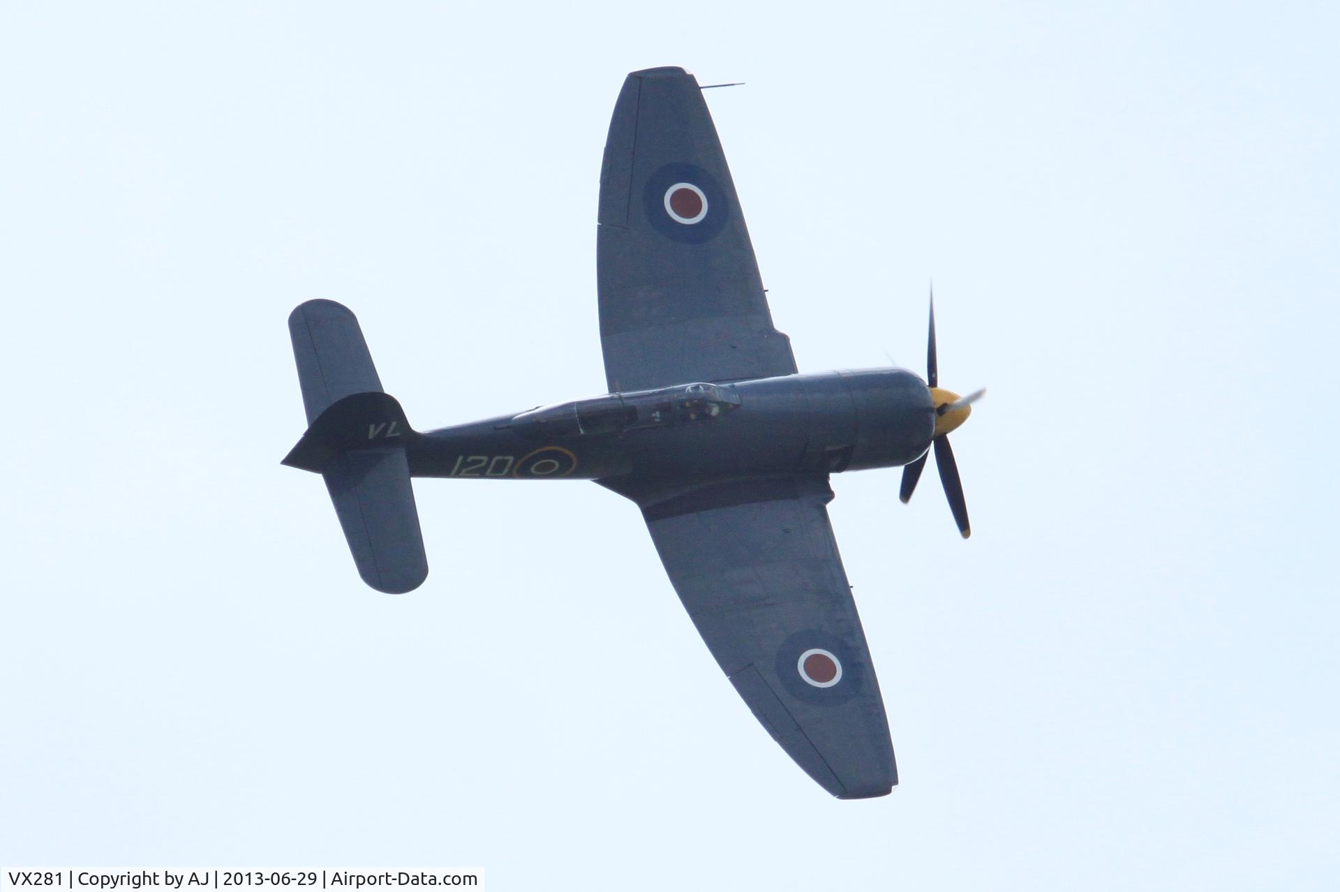 VX281, 1949 Hawker Sea Fury T.20 C/N ES.3615, 29 June 2013 Armed Forces day Nottingham