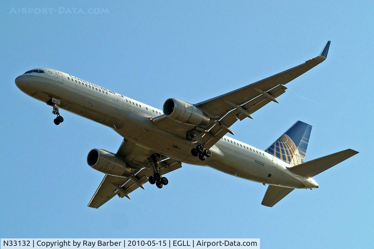 N33132, 1998 Boeing 757-224 C/N 29281, Boeing 757-224ET [29281] (Continental Airlines) Home~G 15/05/2010. On approach 27R.