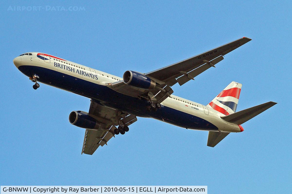 G-BNWW, 1993 Boeing 767-336/ER C/N 25831, Boeing 767-336ER [25831] (British Airways) Home~G 15/05/2010. On approach 27R.