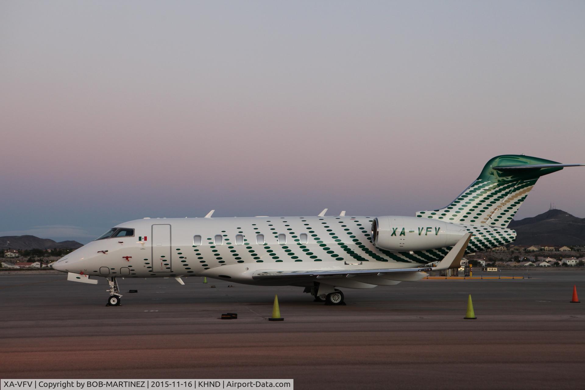 XA-VFV, Bombardier Challenger 300 (BD-100-1A10) C/N 20427, DUSK IN KHND, DURING NBAA, PIC FROM A GREAT FRIEND FROM FRESNO MR. BOB MARTINEZ, THX
