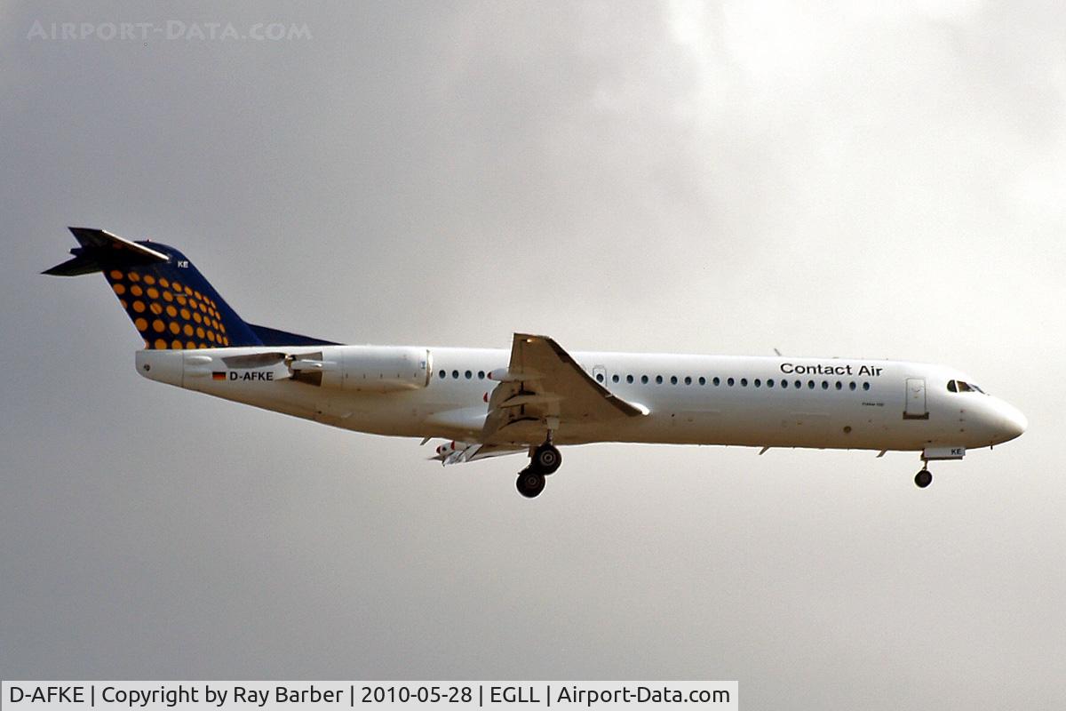 D-AFKE, 1995 Fokker 100 (F-28-0100) C/N 11505, Fokker F-100 [11505] (Lufthansa Regional/Contact Air) Home~G 28/05/2010. On approach 27L.
