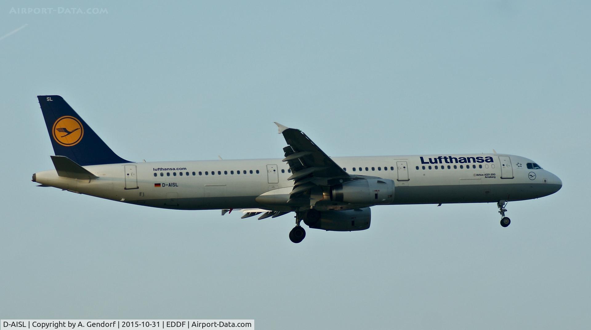 D-AISL, 2008 Airbus A321-231 C/N 3434, Lufthansa, is here approaching Frankfurt Rhein/Main(EDDF)