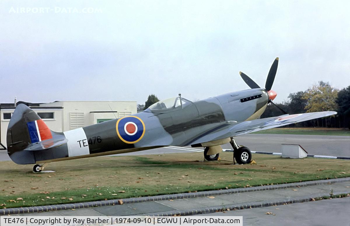 TE476, 1945 Supermarine 361 Spitfire LF.XVIe C/N CBAF.IX.4610, Supermarine Spitfire LF.XVIe [CBAF.IX.4610] (Royal Air Force) RAF Northolt~G 10/09/1974. From a slide.