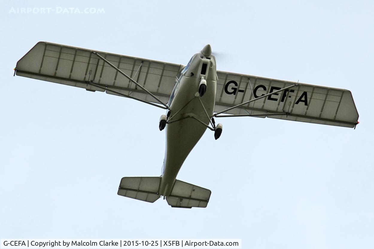 G-CEFA, 2007 Comco Ikarus C42 FB UK C/N PFA 322-14570, Ikarus C42 FB UK takes off from Fishburn Airfield, October 25th 2015.