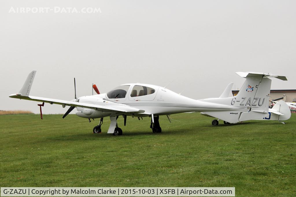 G-ZAZU, 2006 Diamond DA-42 Twin Star C/N 42.187, Diamond DA-42 Twin Star grounded by heavy mist at Fishburn Airfield's Wings and Wheels Day, October 3rd 2015
