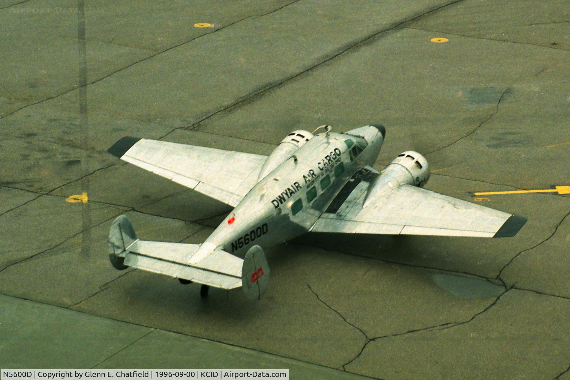 N5600D, 1957 Beech E18S C/N BA-296, Below the control tower at Cedar Rapids, IA