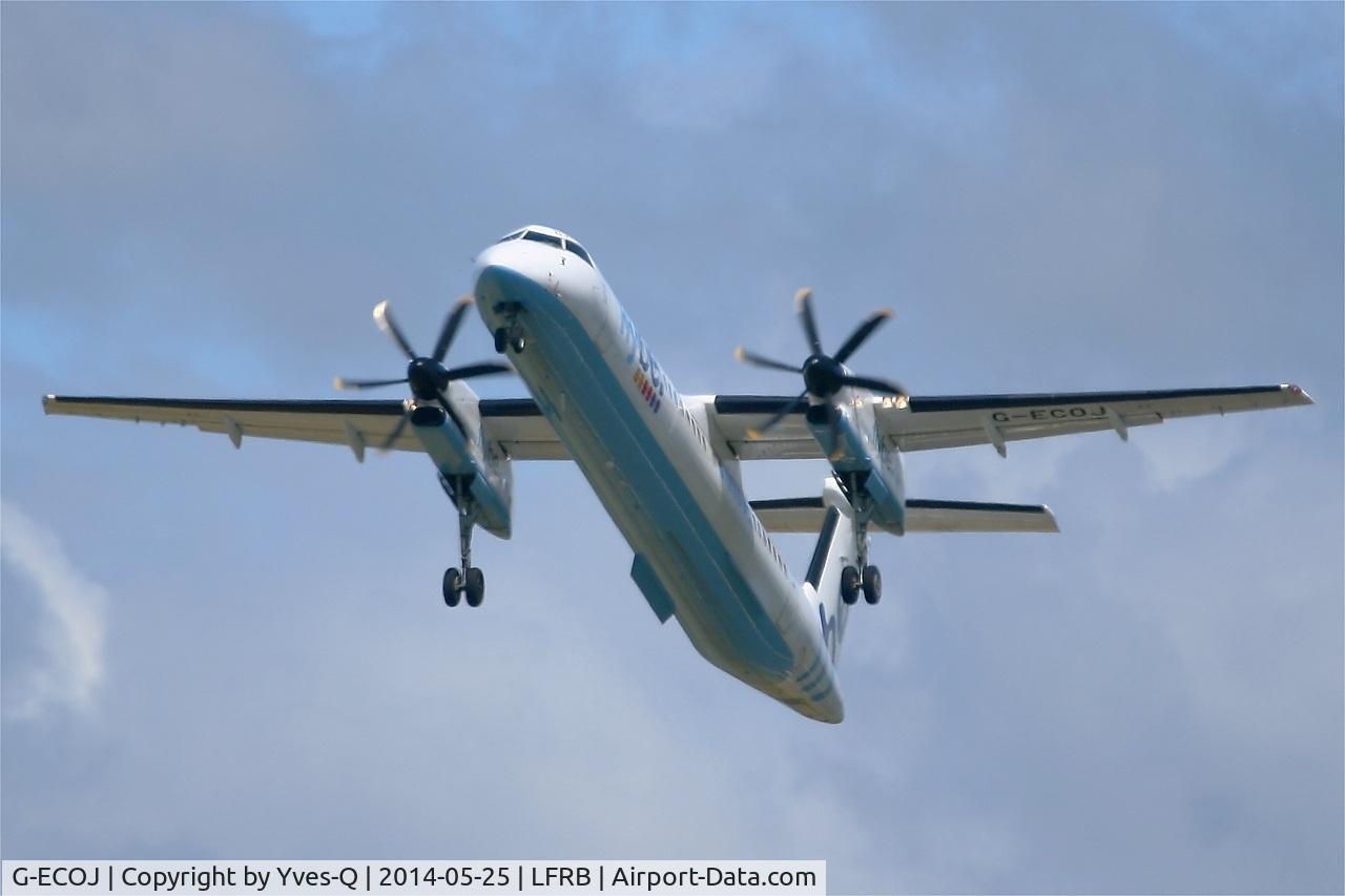 G-ECOJ, 2008 De Havilland Canada DHC-8-402Q Dash 8 C/N 4229, De Havilland Canada DHC-8-402Q Dash 8, Take off rwy 25L, Brest-Bretagne airport (LFRB-BES)