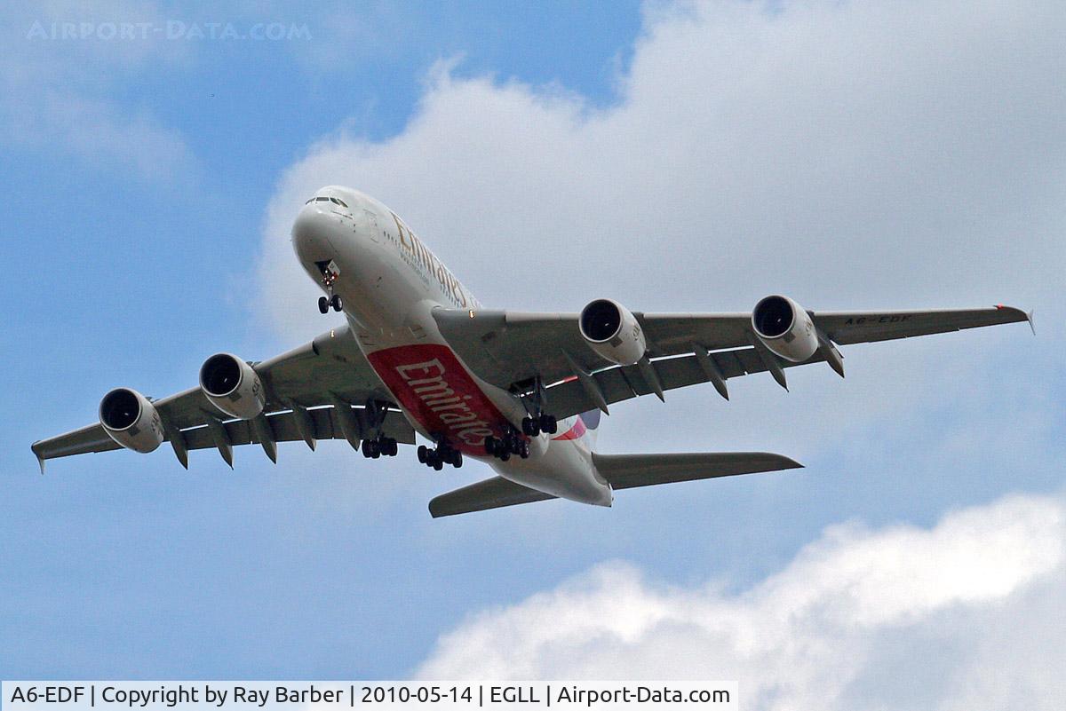 A6-EDF, 2006 Airbus A380-861 C/N 007, Airbus A380-861 [007] (Emirates Airlines) Home~G 14/05/2010. On approach 27R.