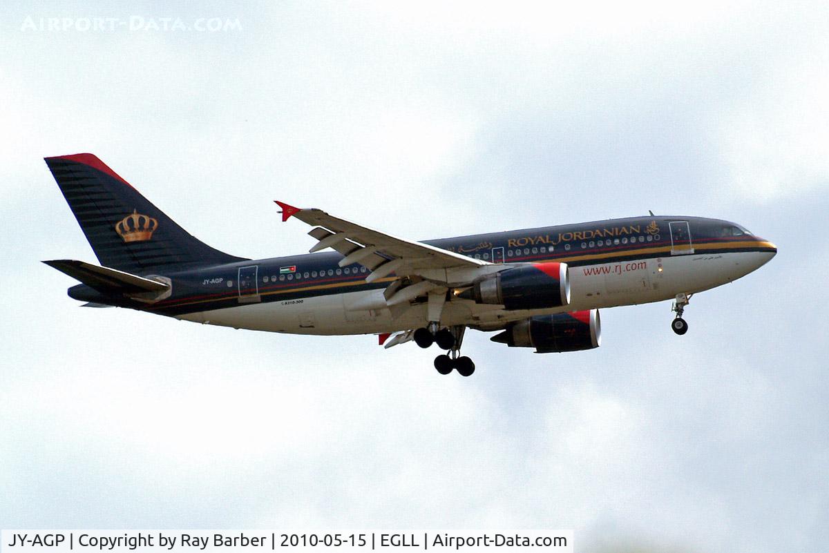 JY-AGP, 1986 Airbus A310-304 C/N 416, Airbus A310-304 [416] (Royal Jordanian Airlines) Home~G 15/05/2010. On approach 27L.