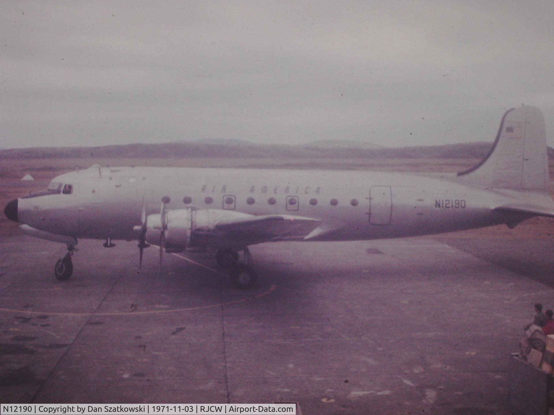 N12190, Douglas C54G-DC C/N 36028, Air America C54G-DC N12190 at Wakkanai Japan November 1971