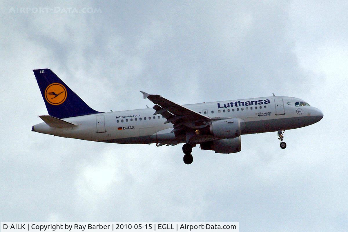 D-AILK, 1997 Airbus A319-114 C/N 679, Airbus A319-114 [0679] (Lufthansa) Home~G 15/05/2010. On approach 27L.