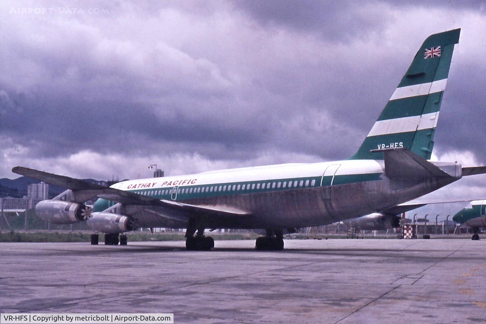 VR-HFS, 1962 Convair 880-22M-3 C/N 22-00-47M, CV880 retired,HKG Kai Tak 1970s