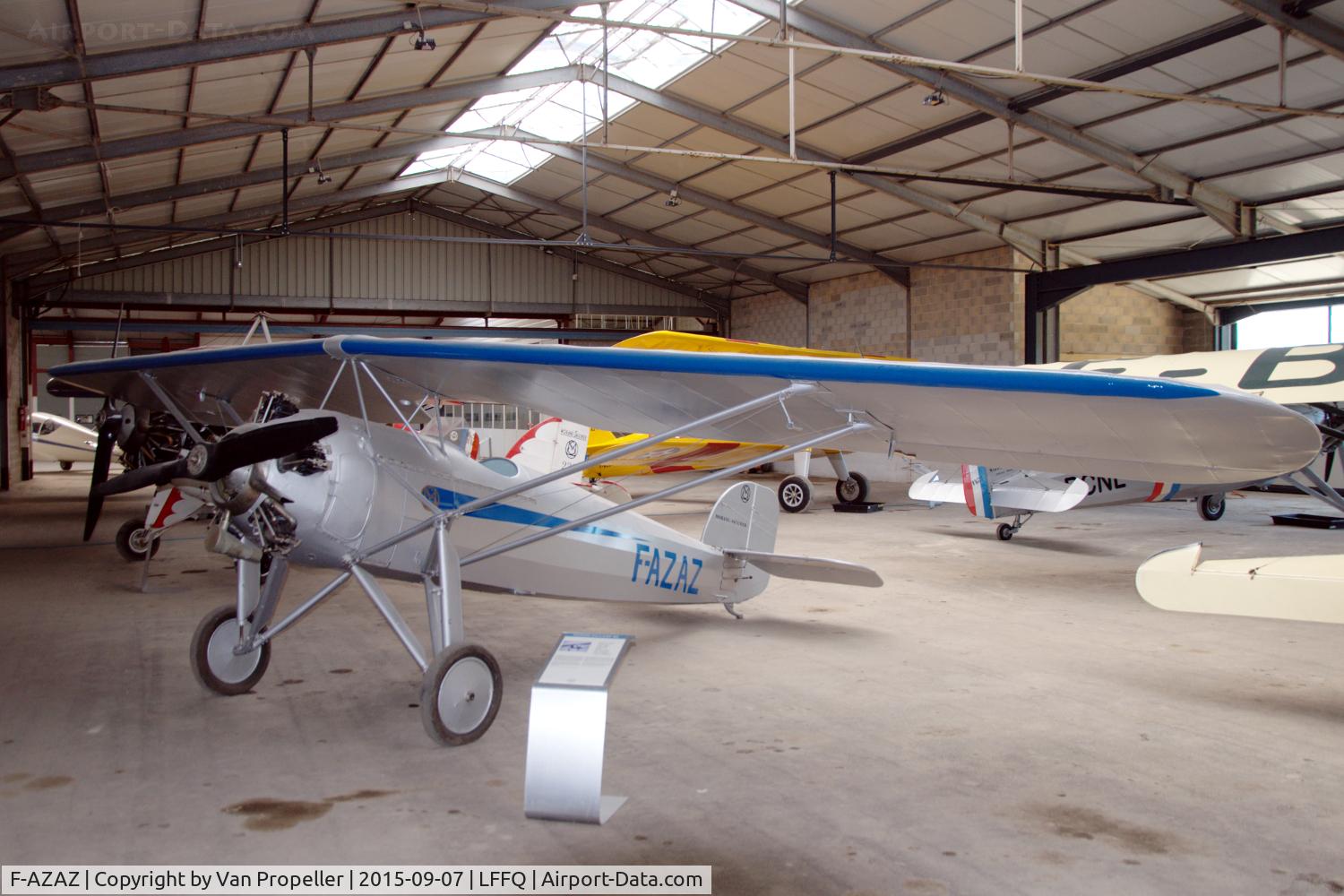 F-AZAZ, Morane-Saulnier MS-185 C/N 01, Morane-Saulnier MS.185 of Les Casques de Cuir association in the aviation museum at La Ferté-Alais airfield, France. New smart light grey and blue colour scheme