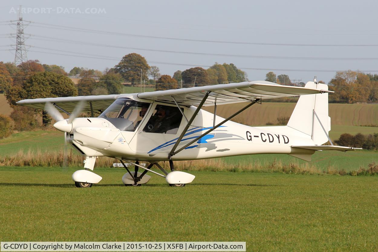 G-CDYD, 2006 Comco Ikarus C42 FB80 C/N 0604-6812, Ikarus C42 FB80 arrives at Fishburn Airfield, October 25th 2015.