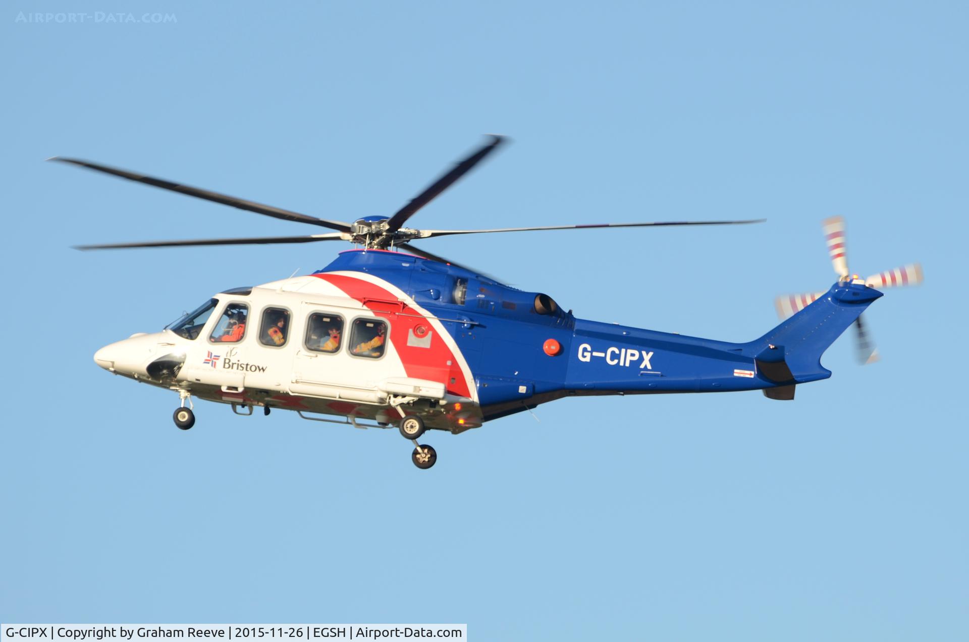 G-CIPX, 2013 AgustaWestland AW-139 C/N 41346, Landing at Norwich.