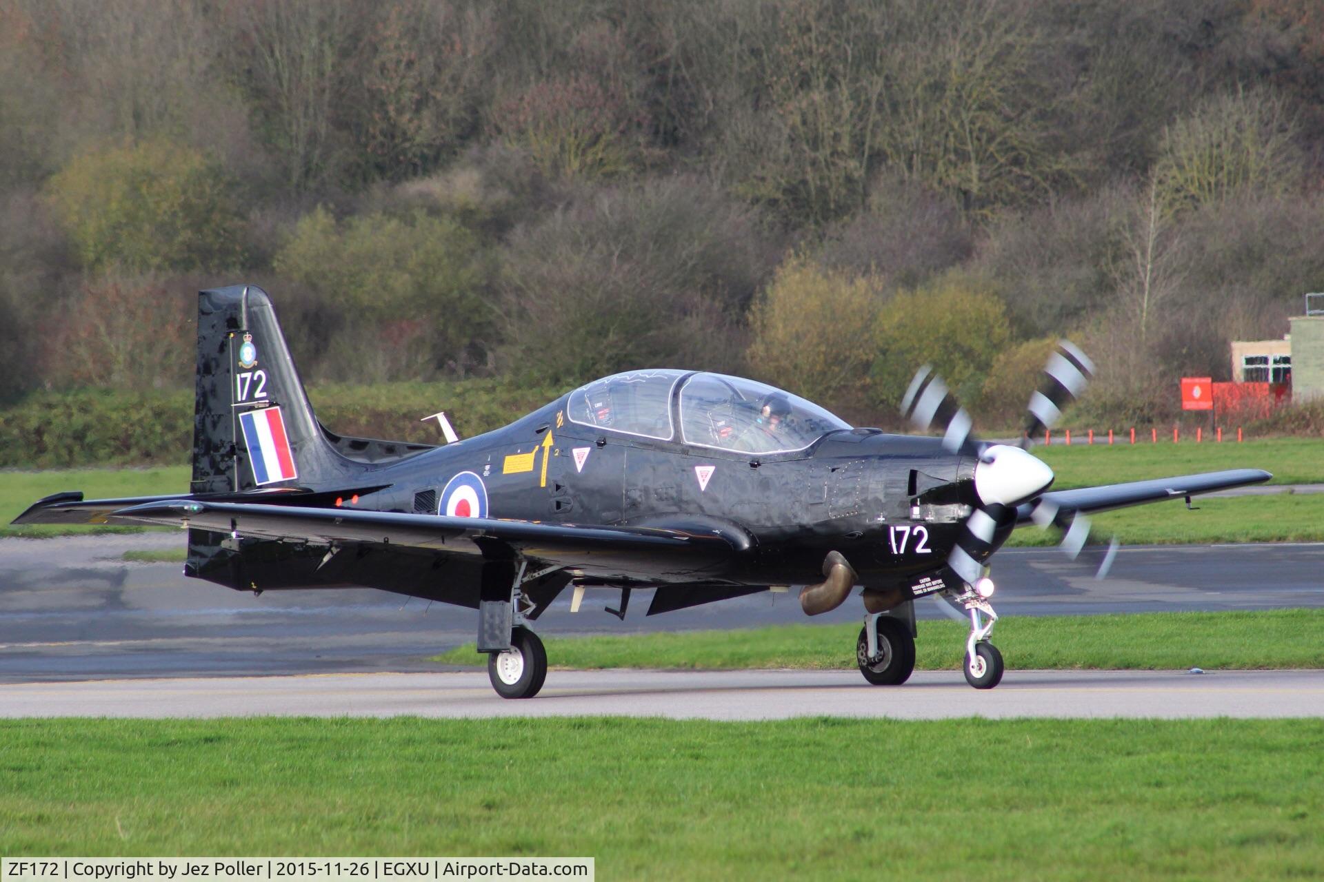 ZF172, 1989 Short S-312 Tucano T1 C/N S024/T24, taxi back to main apron after landing on runway 04,