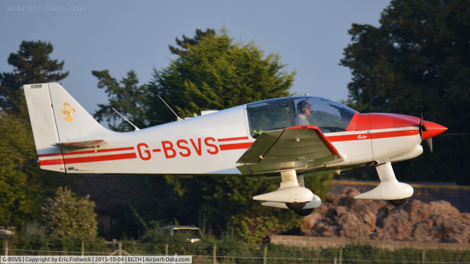 G-BSVS, 1990 Robin DR-400-100 Cadet Cadet C/N 2017, 42. G-BSVS departing The Shuttleworth 'Uncovered' Airshow (Finale,) Oct. 2015.