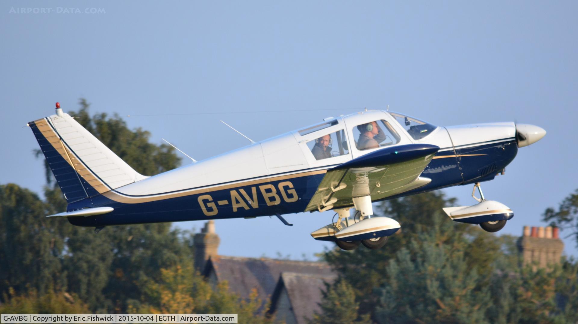 G-AVBG, 1966 Piper PA-28-180 Cherokee C/N 28-3801, 42. G-AVBG departing The Shuttleworth 'Uncovered' Airshow (Finale,) Oct. 2015.