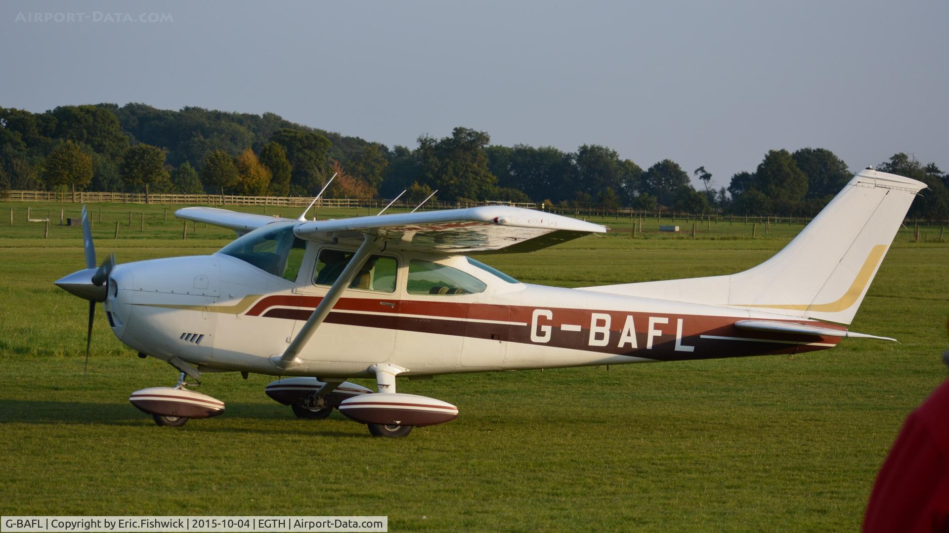 G-BAFL, 1973 Cessna 182P Skylane C/N 182-61469, 1. G-BAFL preparing to depart The Shuttleworth 'Uncovered' Airshow (Finale,) Oct. 2015.