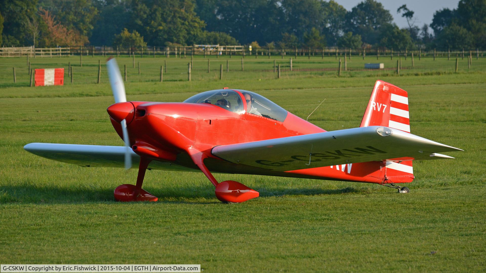 G-CSKW, 2006 Vans RV-7 C/N PFA 323-14045, 3. G-CSKW preparing to depart The Shuttleworth 'Uncovered' Airshow (Finale,) Oct. 2015.