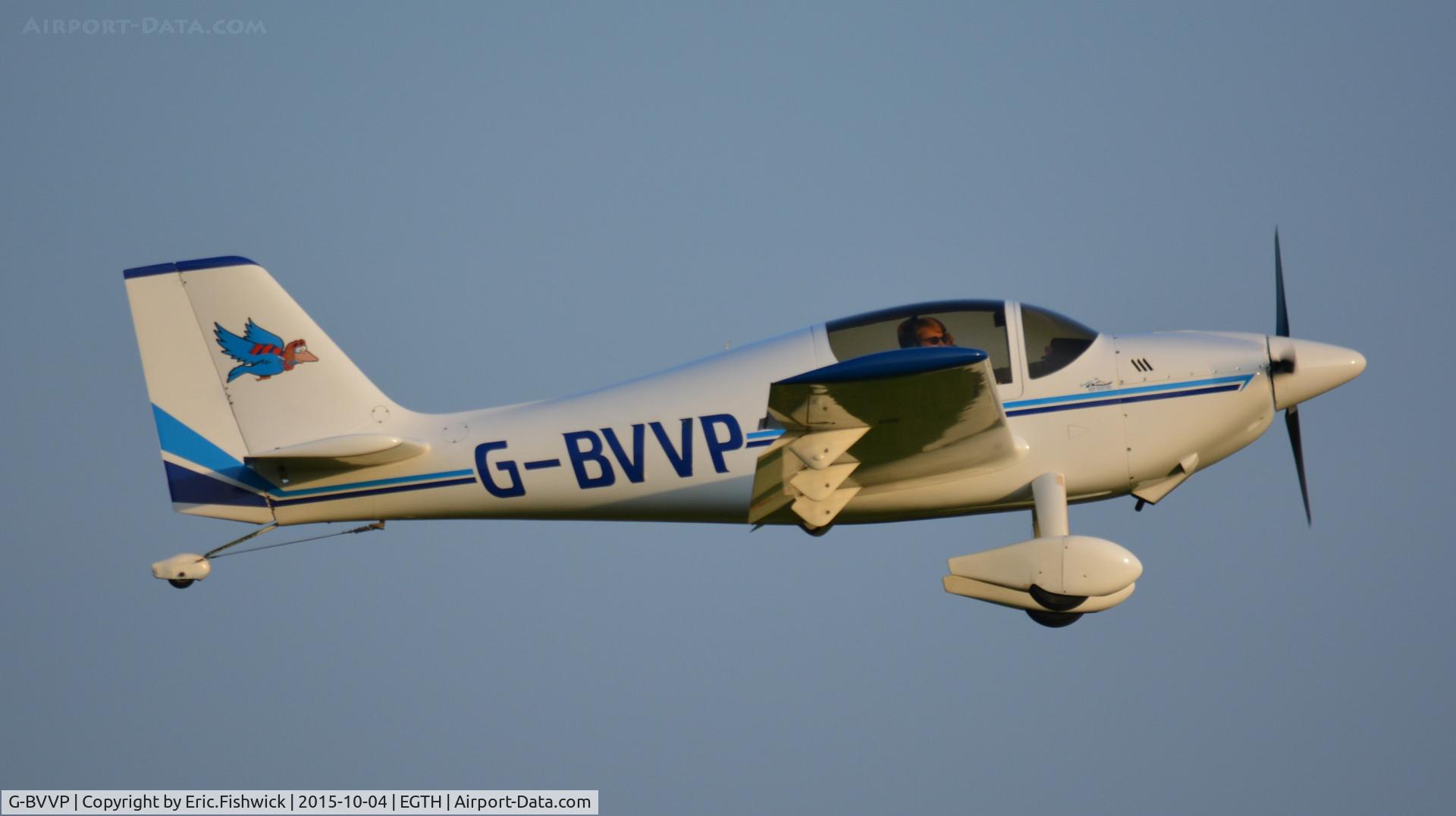 G-BVVP, 1996 Europa Tri-Gear C/N PFA 247-12697, 42. G-BVVP departing The Shuttleworth 'Uncovered' Airshow (Finale,) Oct. 2015.