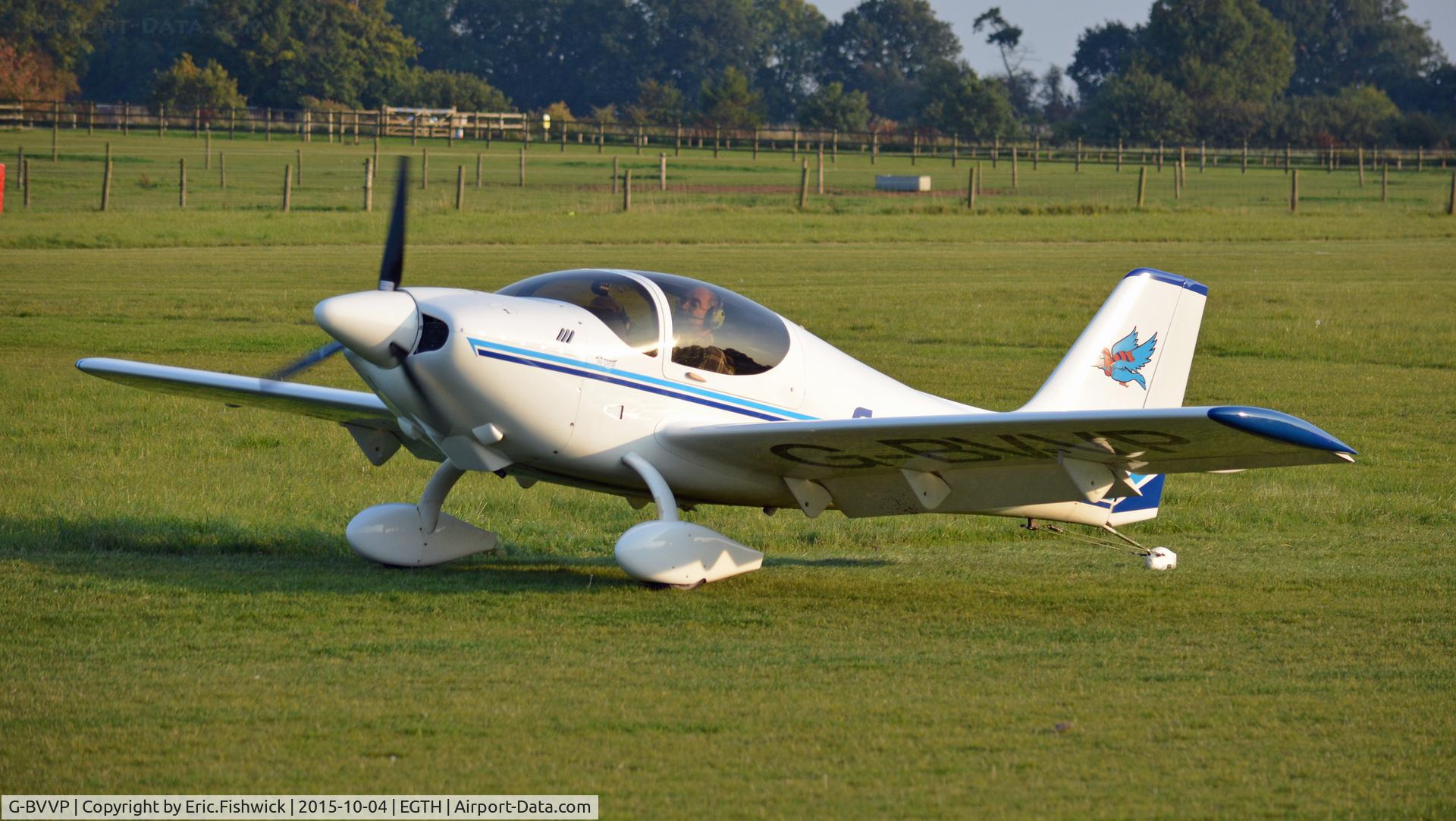 G-BVVP, 1996 Europa Tri-Gear C/N PFA 247-12697, 3. G - BVVP preparing to depart The Shuttleworth 'Uncovered' Airshow (Finale,) Oct. 2015.