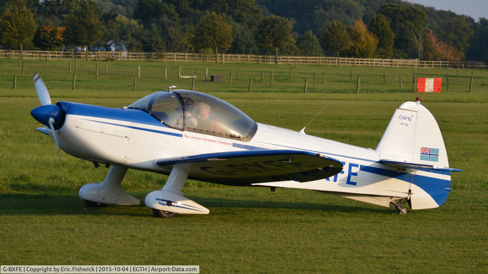 G-BXFE, 1981 Mudry CAP-10B C/N 135, 3. G-BXFE preparing to depart The Shuttleworth 'Uncovered' Airshow (Finale,) Oct. 2015.