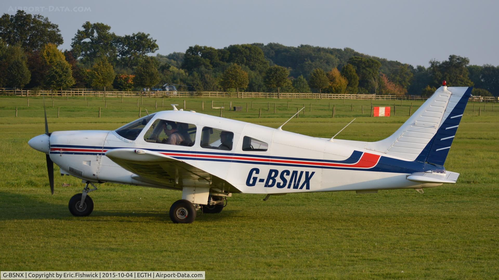 G-BSNX, 1979 Piper PA-28-181 Cherokee Archer II C/N 28-7990311, 1. G-BSNX preparing to depart The Shuttleworth 'Uncovered' Airshow (Finale,) Oct. 2015.