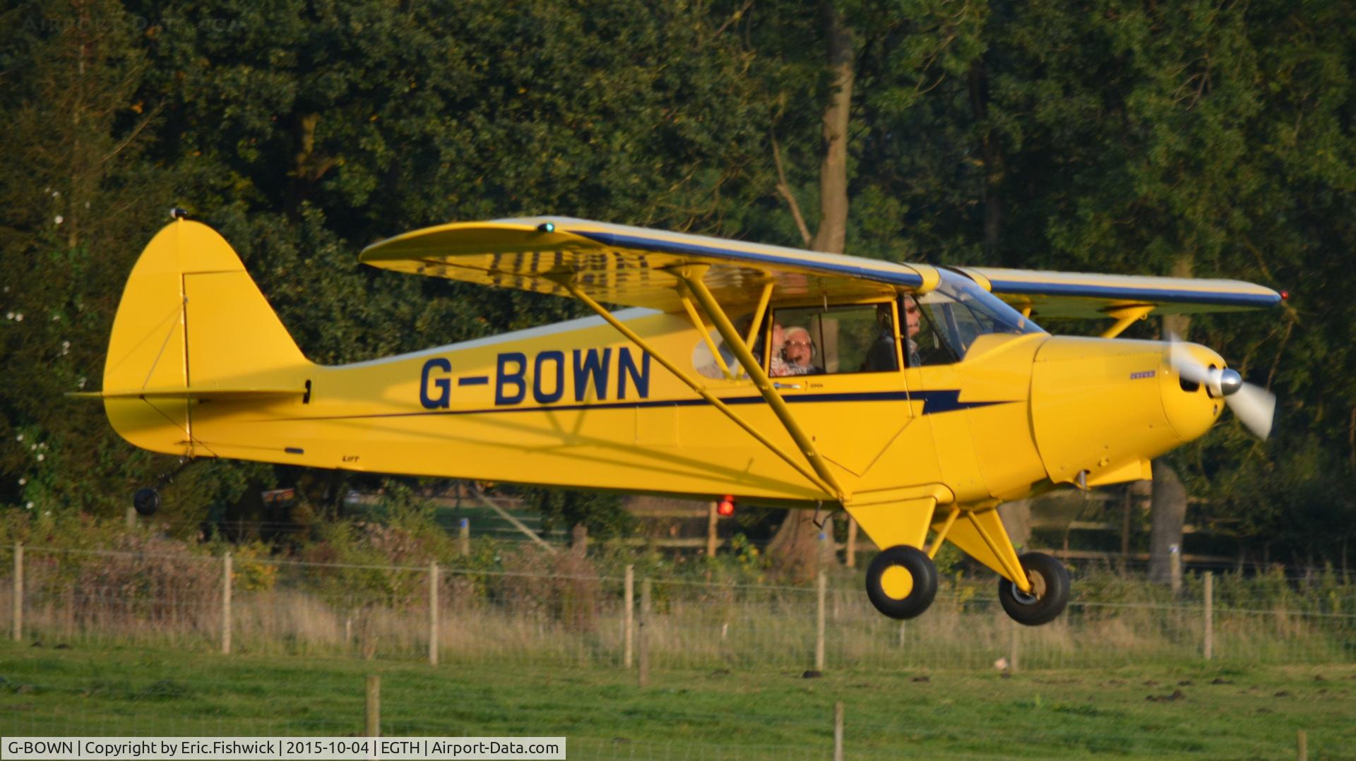G-BOWN, 1947 Piper PA-12 Super Cruiser C/N 12-1912, 43. G-BOWN departing The Shuttleworth 'Uncovered' Airshow (Finale,) Oct. 2015.