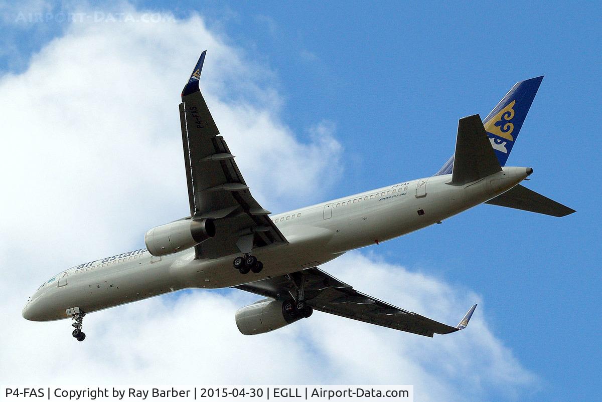 P4-FAS, 1998 Boeing 757-2G5 C/N 29489, Boeing 757-2G5 [29489] (Air Astana) Home~G 30/04/2015. On approach 27R.