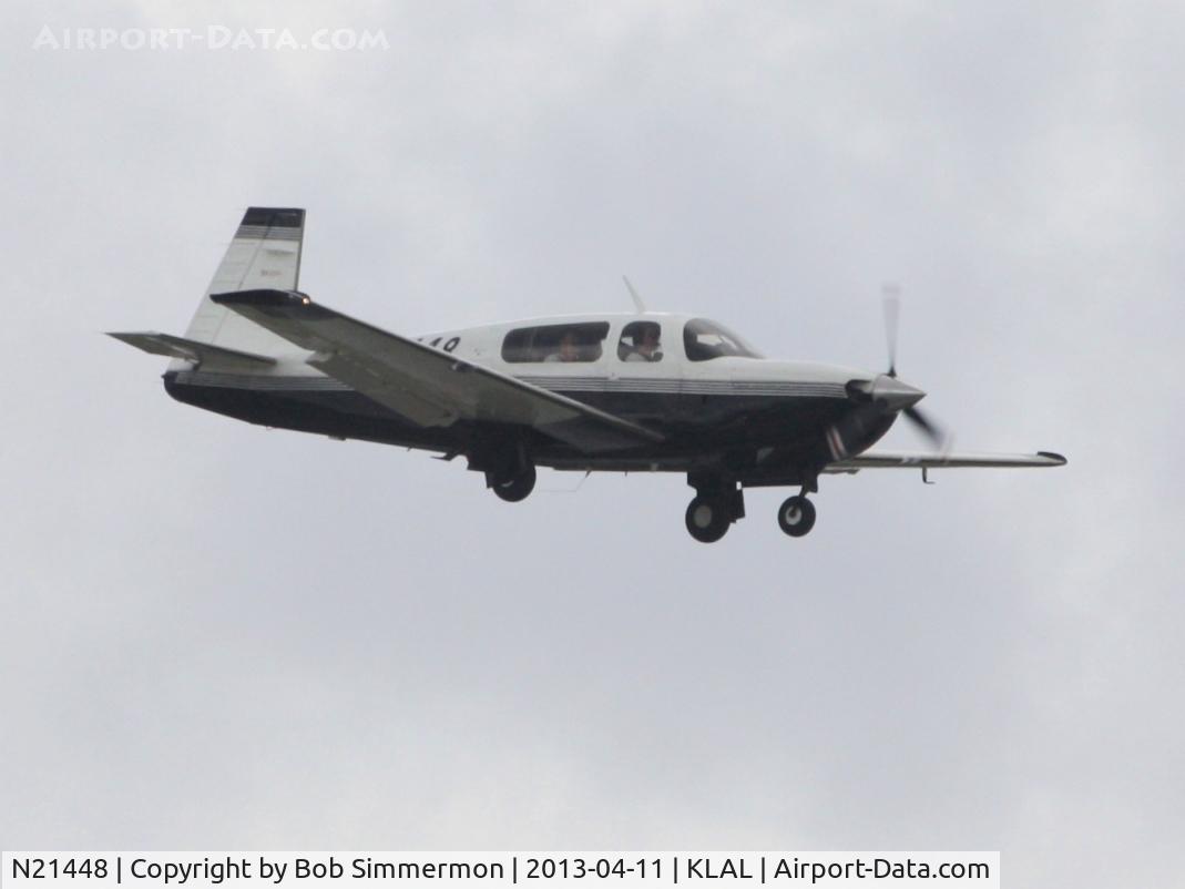 N21448, 2000 Mooney M20M Bravo C/N 27-0298, Arriving at Lakeland, FL - Sun N Fun 2013