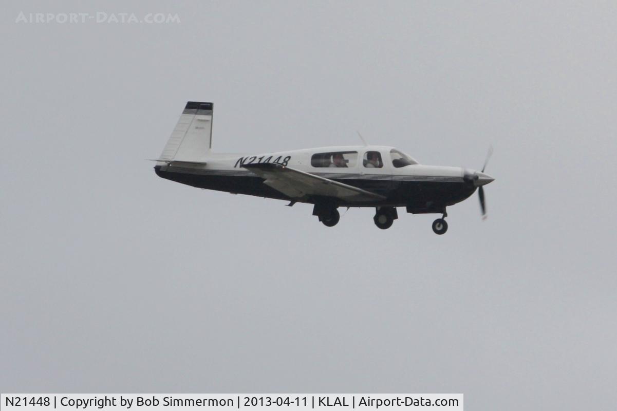 N21448, 2000 Mooney M20M Bravo C/N 27-0298, Arriving at Lakeland, FL - Sun N Fun 2013