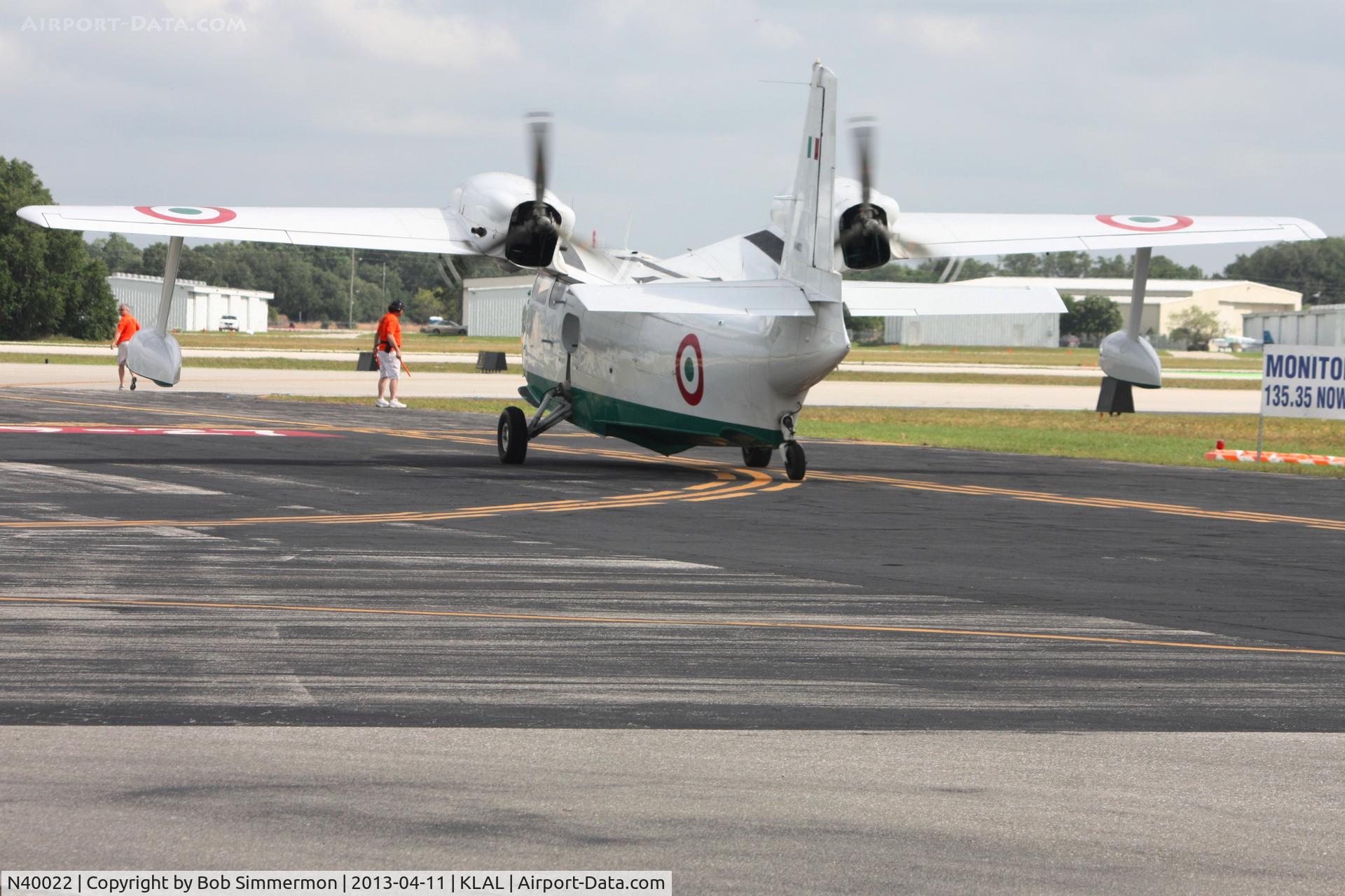 N40022, 1956 Piaggio P.136-L1 C/N 200, Departing Lakeland, FL during Sun N Fun 2013