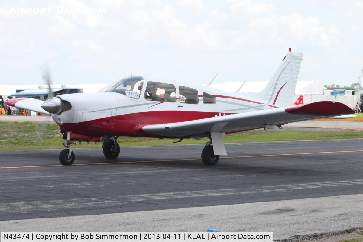 N43474, 1974 Piper PA-28R-200 Cherokee Arrow C/N 28R-7435273, Departing Lakeland, FL during Sun N Fun 2013