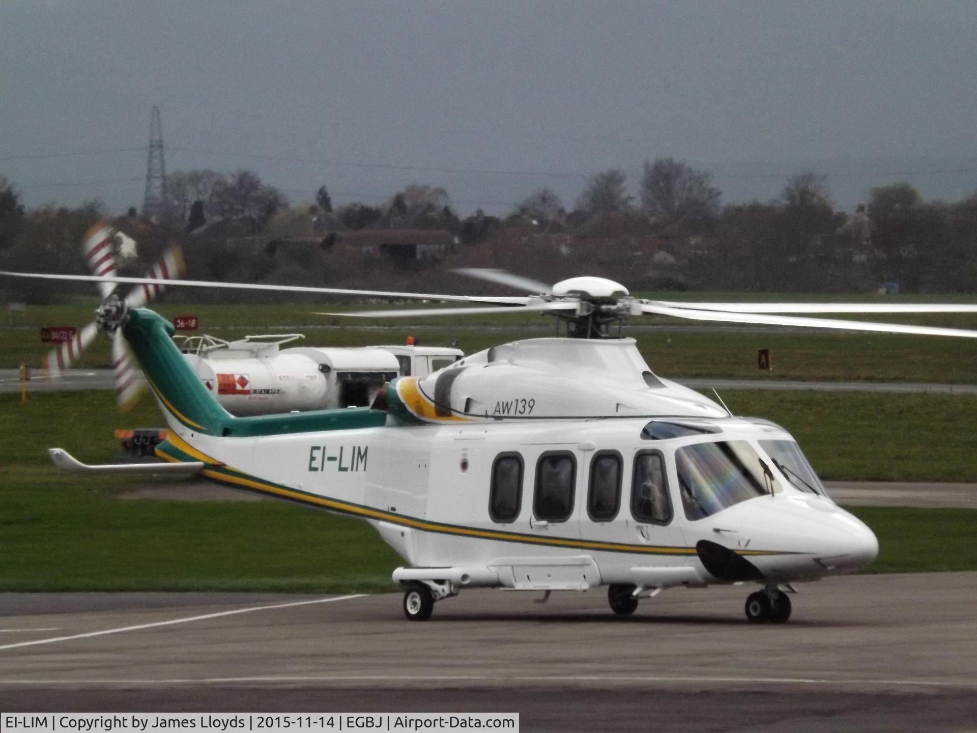 EI-LIM, 2014 AgustaWestland AW-139 C/N 31541, EI-LIM Just about to taxi past me at Gloucestershire Airport after night stopping in SE1.