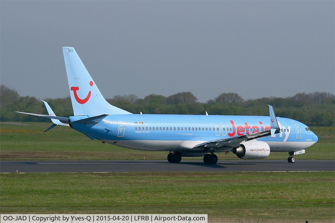 OO-JAD, 2011 Boeing 737-8K5 C/N 39093, Boeing 737-8K5, Take off run rwy 07R, Brest-Bretagne airport (LFRB-BES)