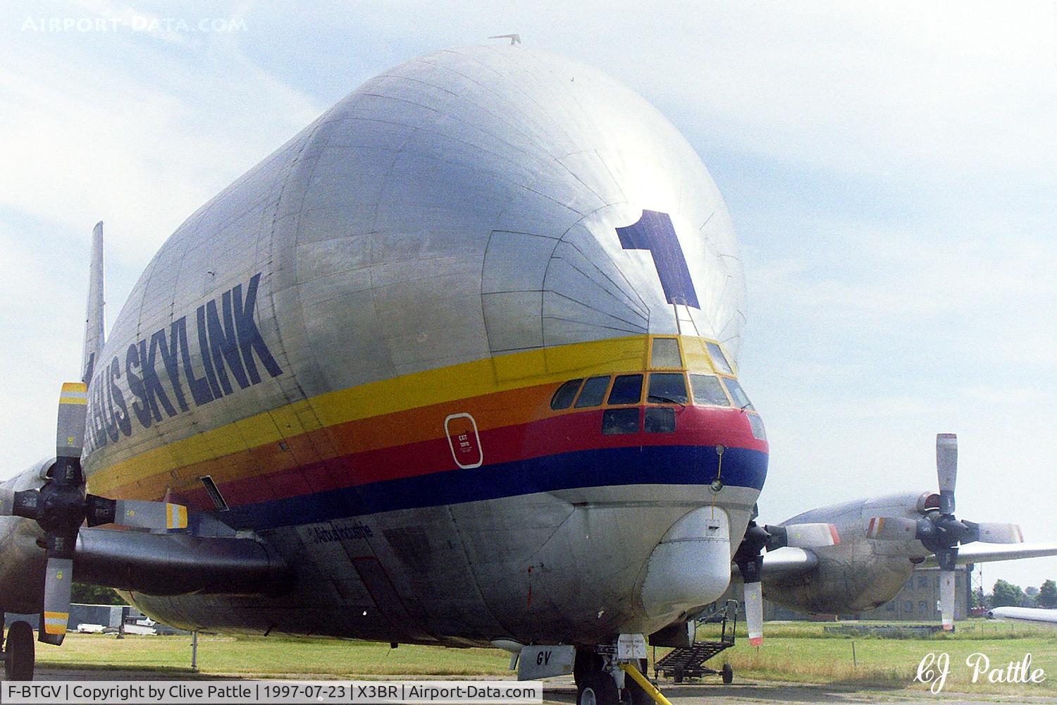 F-BTGV, Aero Spacelines 377SGT Super Guppy Turbine C/N 0001, Parked up at Bruntingthorpe X3BR in July '97