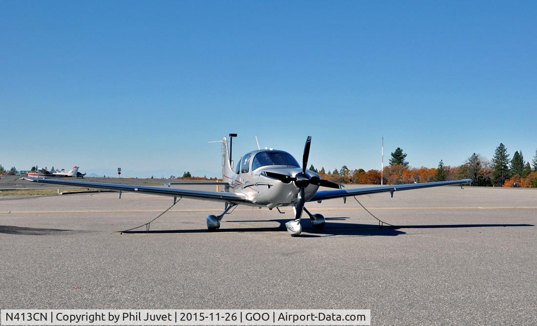 N413CN, Cirrus SR22 GTS Turbo C/N 3651, Parked at Nevada County Airport on Thanksgiving day. I photographed this aircraft in 2013 with a three blade prop.. Now it has a four blade prop..