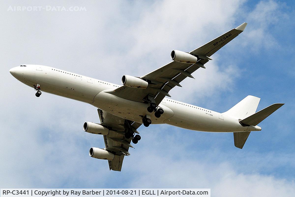 RP-C3441, 2002 Airbus A340-313X C/N 474, Airbus A340-313X [474] (Philippine Airlines) Home~G 21/08/2014. On approach 27R.