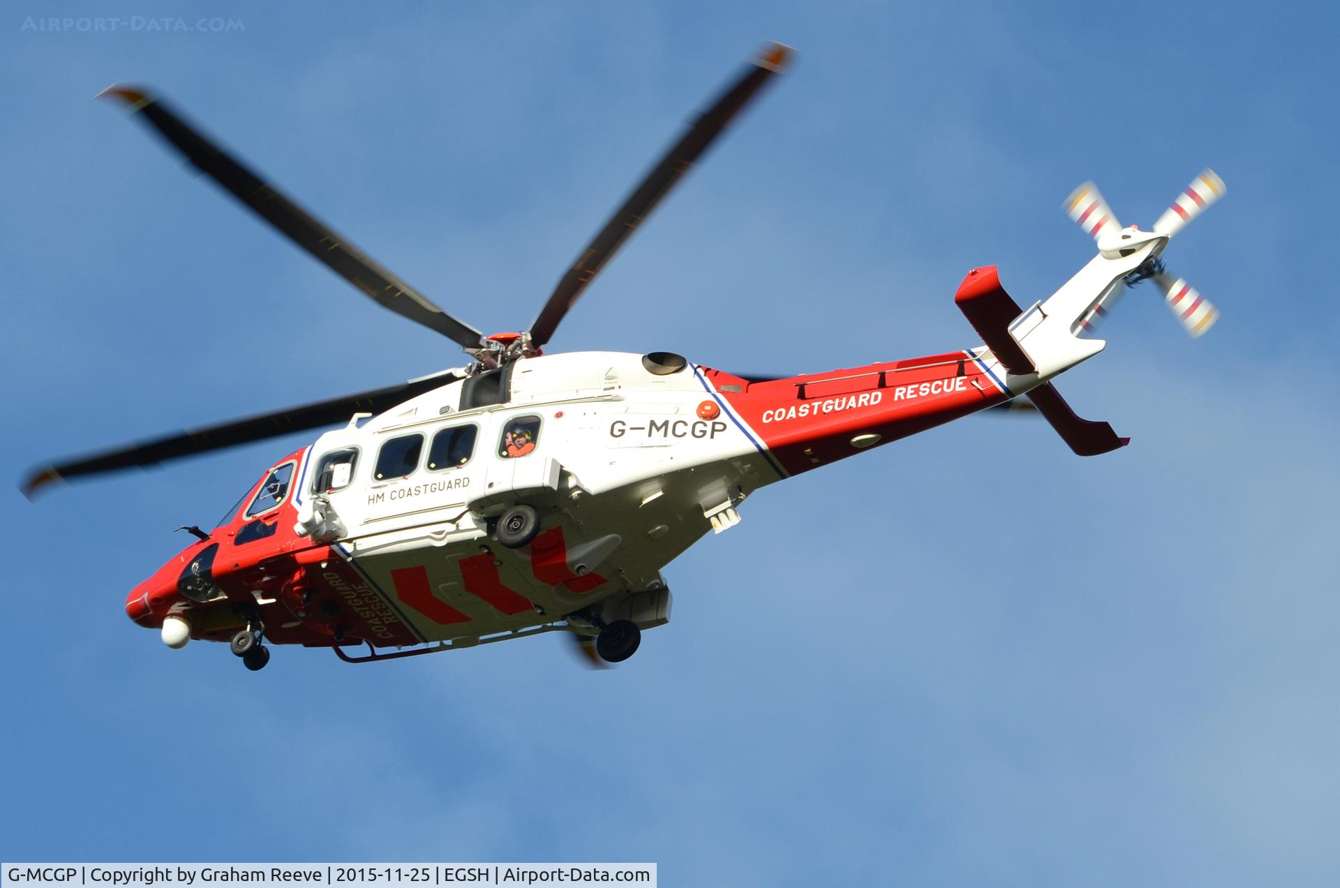 G-MCGP, 2014 AgustaWestland AW189 C/N 92003, On approach to Norwich.