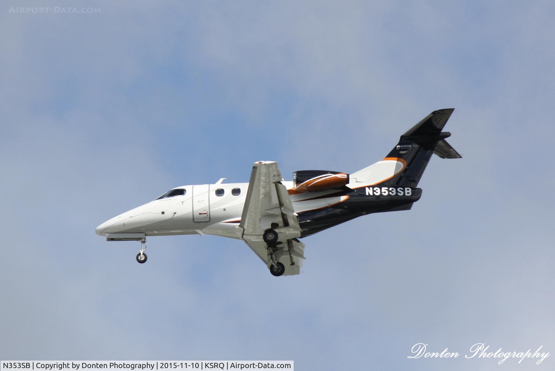 N353SB, 2009 Embraer EMB-500 Phenom 100 C/N 50000038, Embraer Phenom 100 (N353SB) arrives at Sarasota-Bradenton International Airport following flight from Key West International Airport