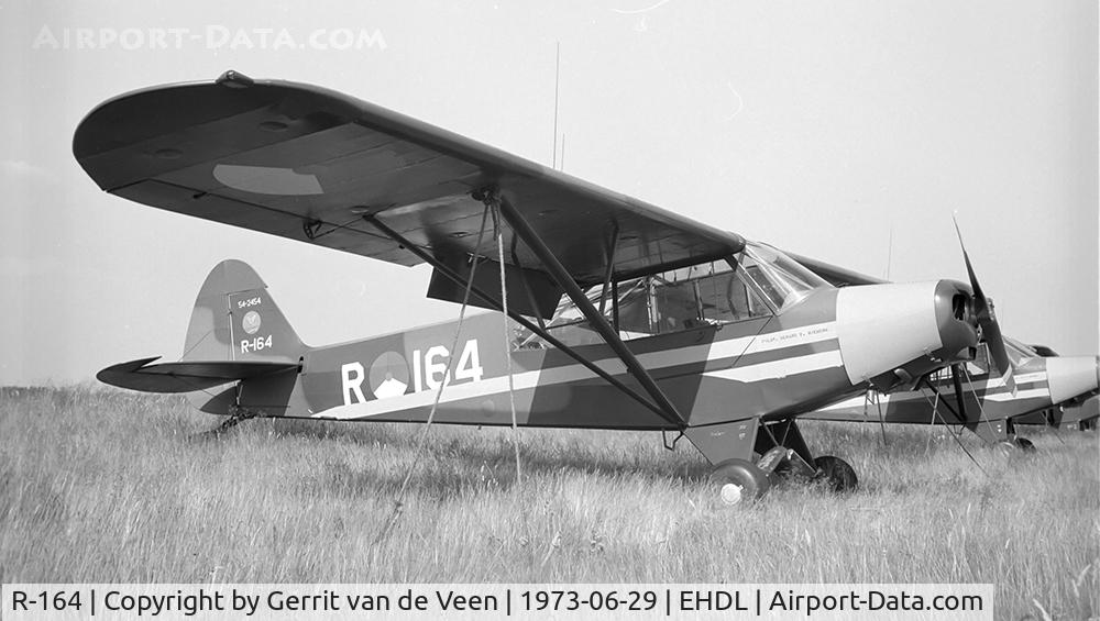 R-164, 1954 Piper L-21B Super Cub (PA-18-135) C/N 18-3854, rare colour scheme with ylo striping and nose Grasshopper Demo Team RNLAF 60 Years GPLV badge on the tail