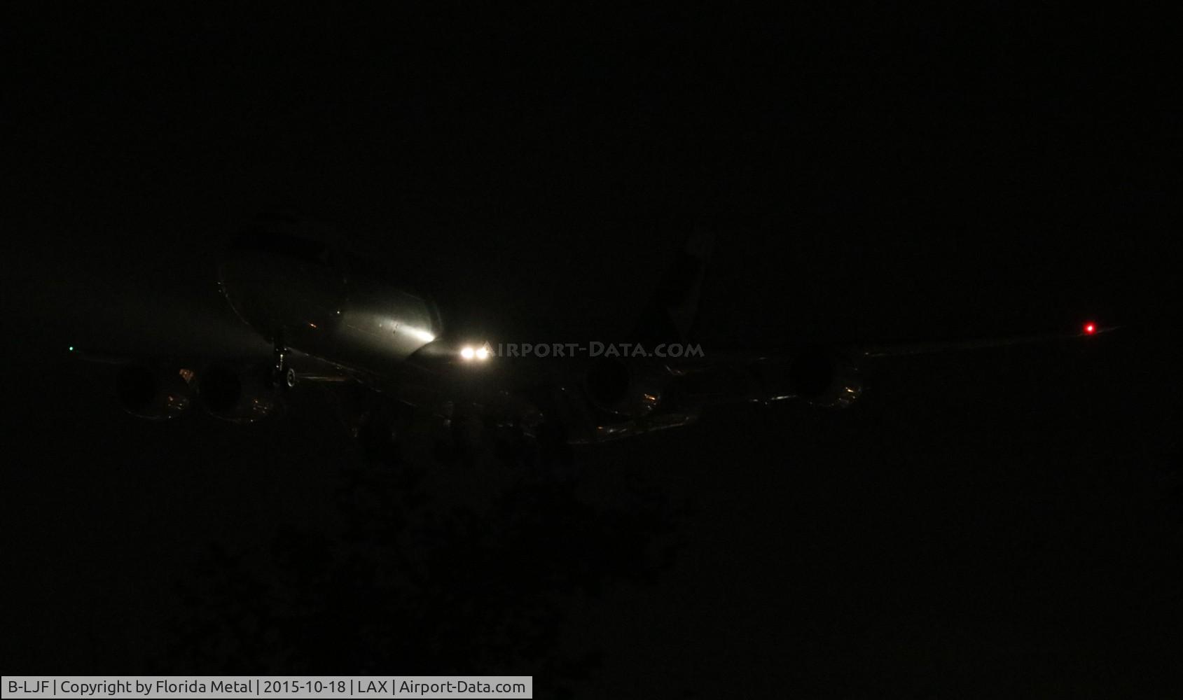 B-LJF, 2011 Boeing 747-867F/SCD C/N 39243, Cathay Cargo flying over Proud Bird LAX