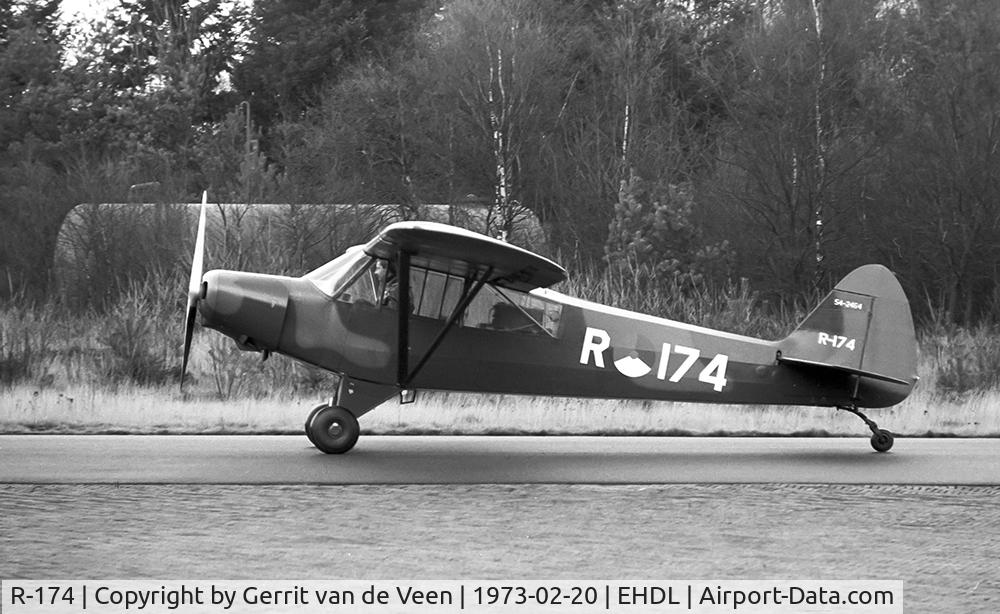 R-174, 1954 Piper L-21B Super Cub (PA-18-135) C/N 18-3864, 54-2464 taxiing to the GPLV hangar at Deelen