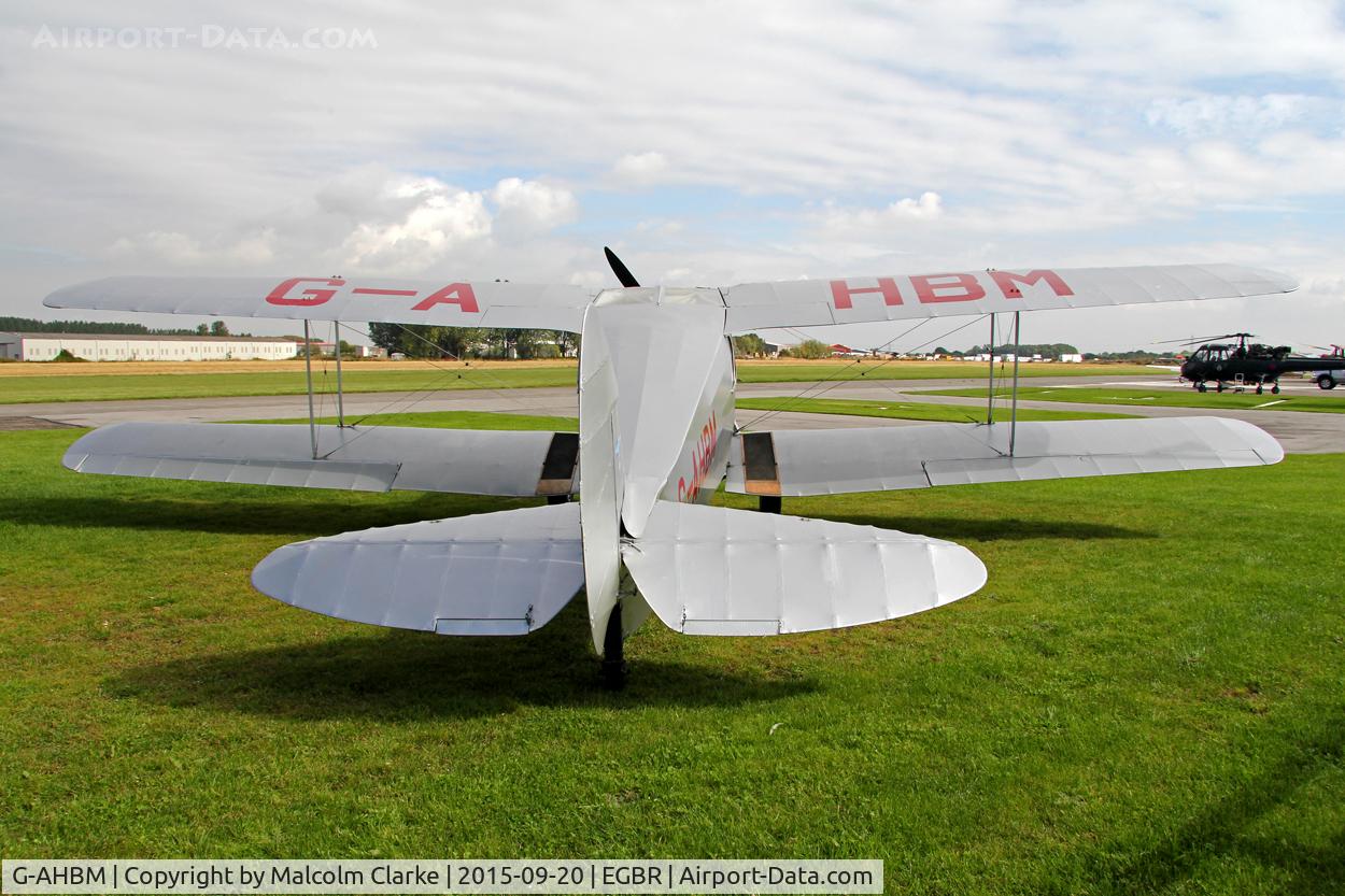 G-AHBM, 1935 De Havilland DH.87B Hornet Moth C/N 8126, De Havilland DH-87B Hornet Moth at The Real Aeroplane Club's Helicopter Fly-In, Breighton Airfield, September 20th 2015.