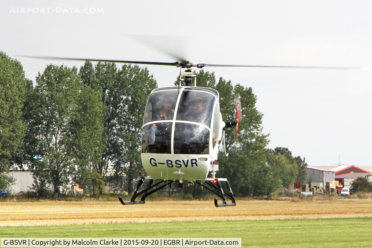 G-BSVR, 1986 Schweizer 269C C/N S-1236, Schweizer 269C at The Real Aeroplane Club's Helicopter Fly-In, Breighton Airfield, September 20th 2015.