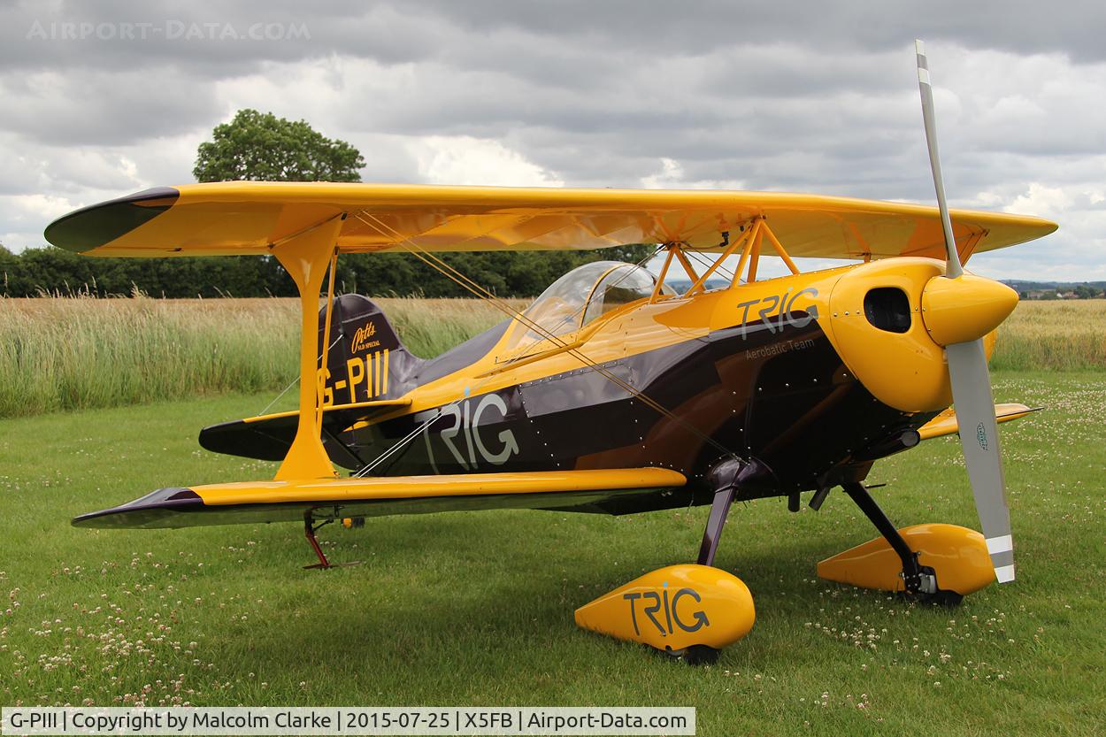 G-PIII, 1981 Pitts S-1D Special C/N PFA 009-10156, Pitts S-1D Special G-PIII of the Trig Aerobatic Team, refueled and awaiting to perform at the 2015 Sunderland Air Show. Fishburn Airfield, July 25th 2015.