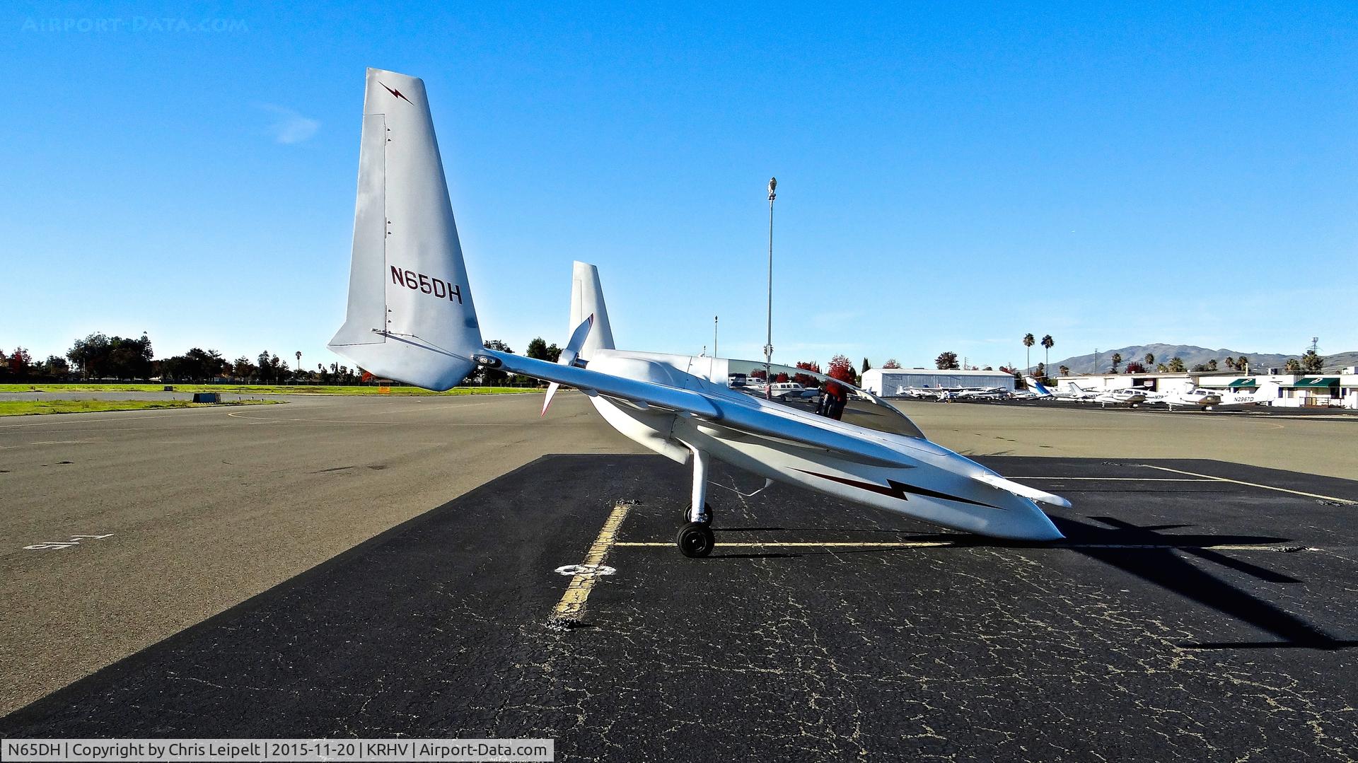 N65DH, 1987 Rutan Long-EZ C/N 881, California-based 1987 Long-EZ sitting on the visitor's ramp at Reid Hillview Airport, San Jose, CA.