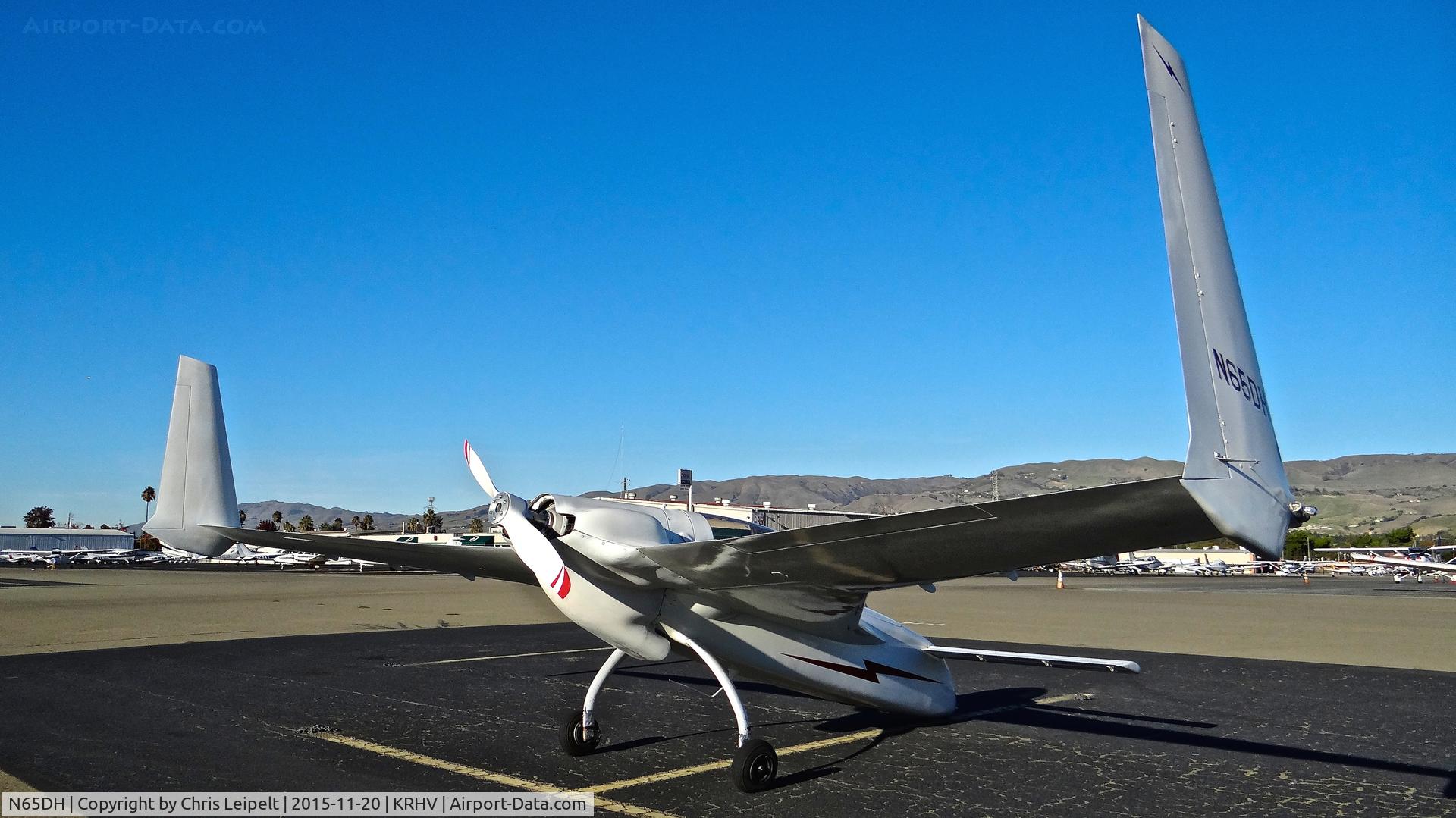 N65DH, 1987 Rutan Long-EZ C/N 881, California-based 1987 Long-EZ sitting on the visitor's ramp at Reid Hillview Airport, San Jose, CA.