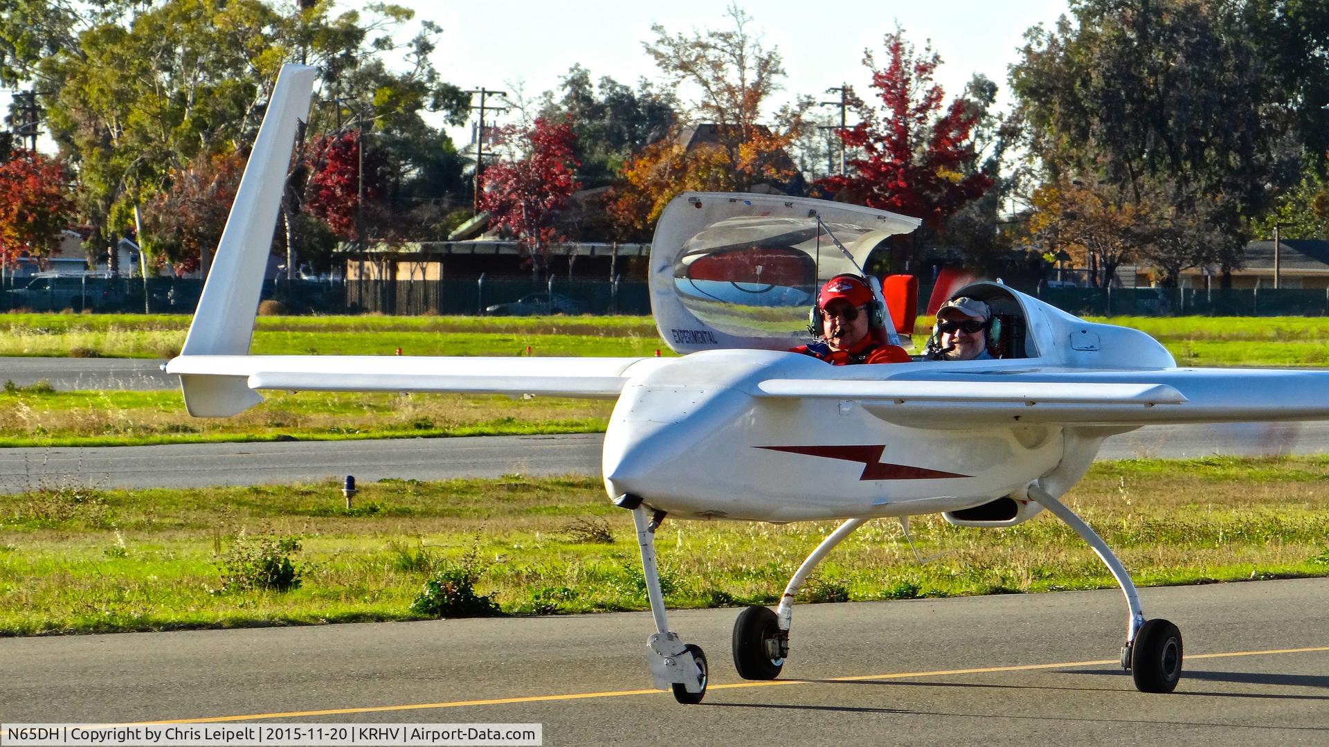 N65DH, 1987 Rutan Long-EZ C/N 881, California-based 1987 Long-EZ taxing out for departure at Reid Hillview Airport, San Jose, CA.
